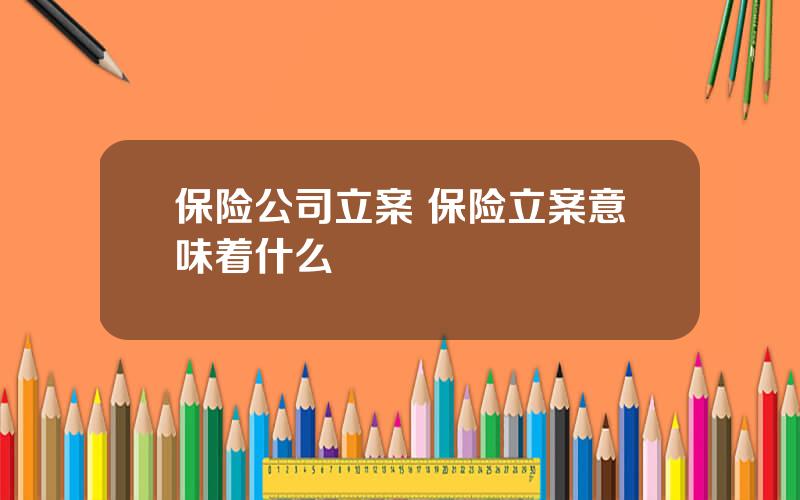 保险公司立案 保险立案意味着什么